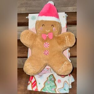 Cute 🥰 Cupcakes and Cashmere Blanket & Gingerbread Man Plush with Santa Hat Set